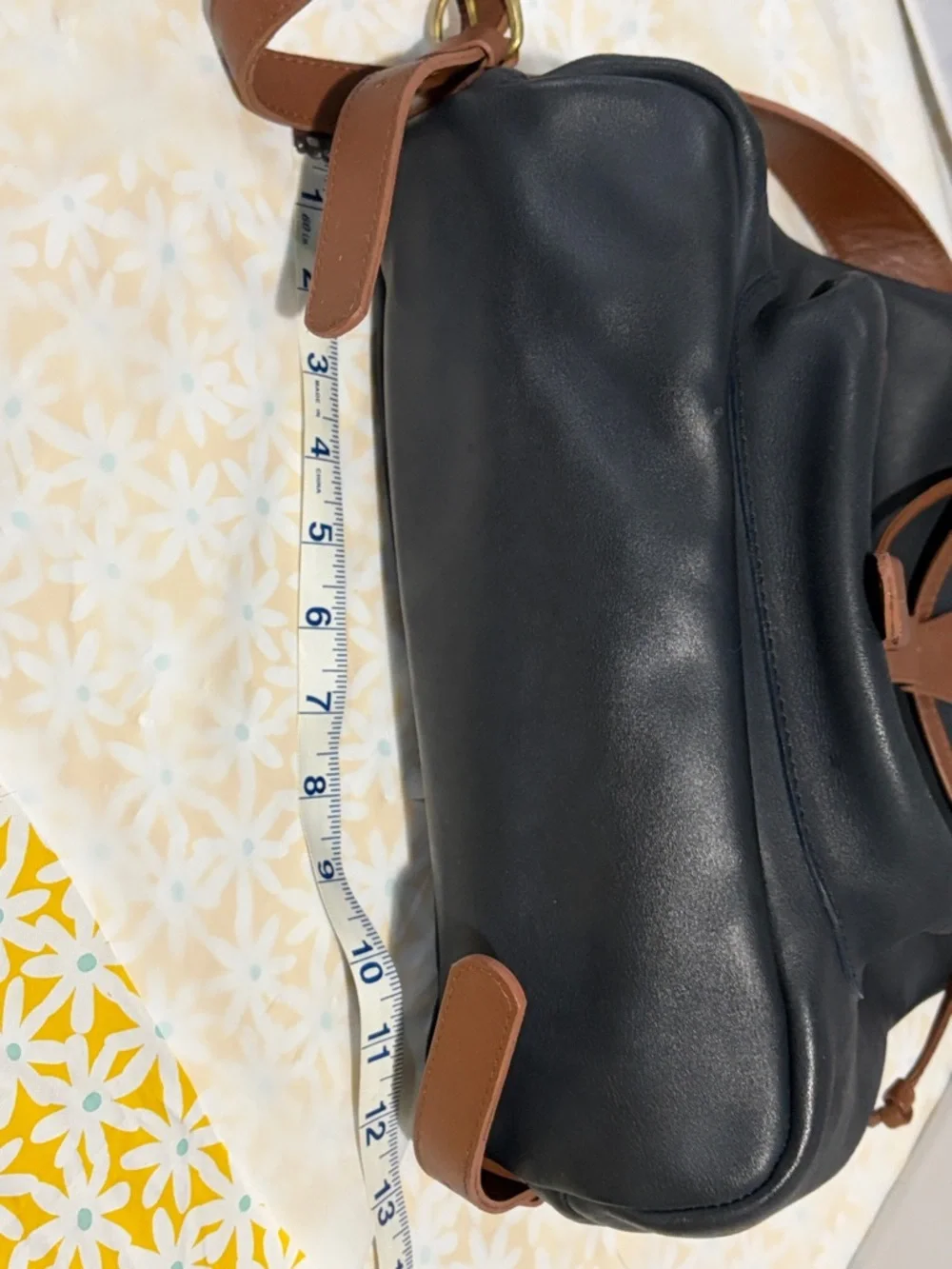 Men's Black and Brown Leather‎ Backpack